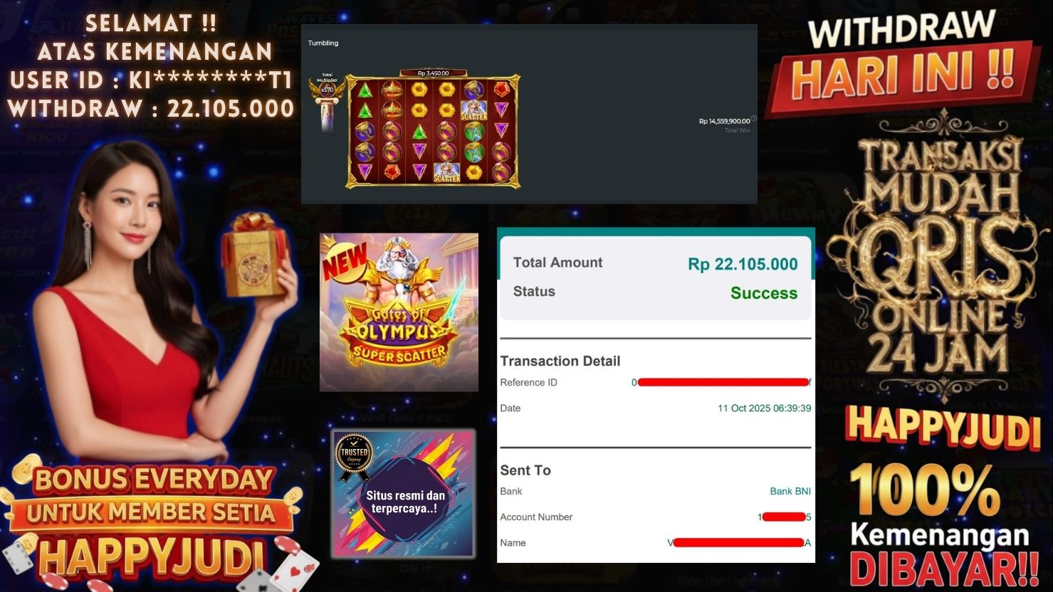 HAPPYJUDI JACKPOT SLOT GATES OF OLYMPUS SUPER SCATTER